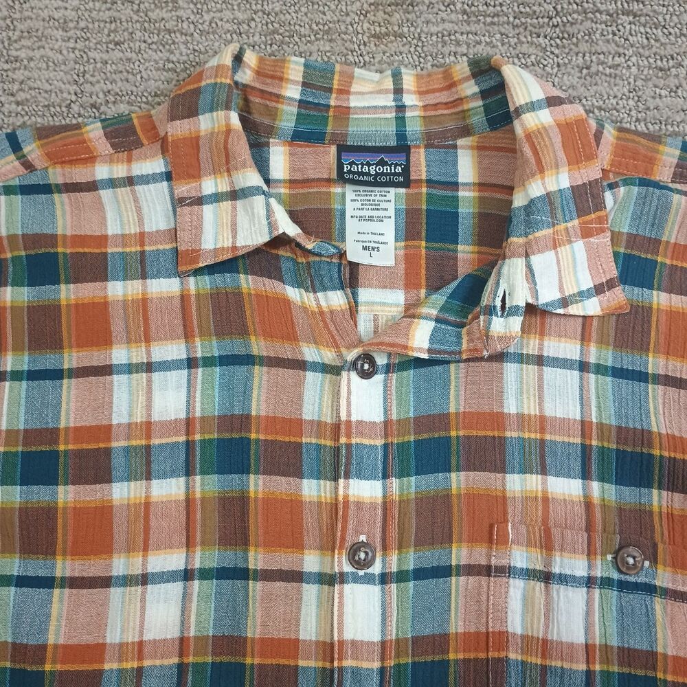 Patagonia A/C Steersman Short Sleeve Button Down Shirt Mens Large Plaid